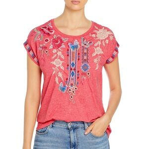 Johnny Was Florence Relaxed Embroidered Floral Tee